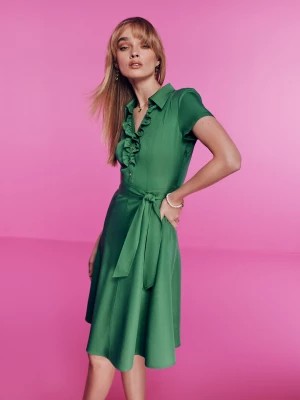 Zdjęcie produktu Zielona sukienka z lyocellu na guziki TARANKO