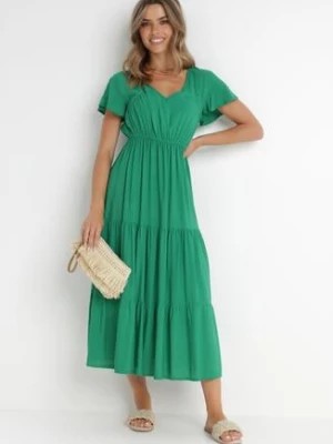 Zdjęcie produktu Zielona Sukienka z Wiskozy Folky