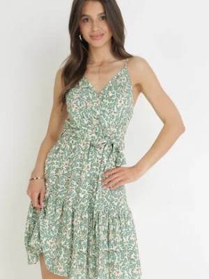 Zdjęcie produktu Zielona Sukienka z Wiskozy na Cienkich Ramiączkach Lilail
