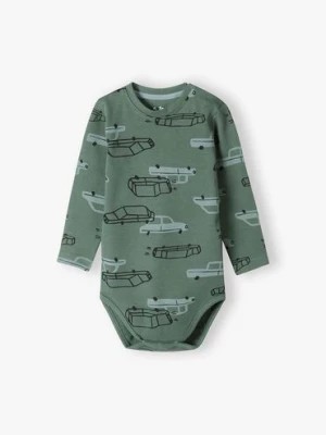 Zdjęcie produktu Zielone bawełniane body niemowlęce w samochody 5.10.15.