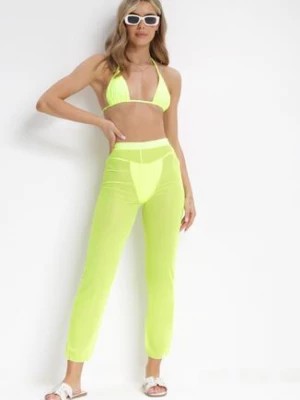 Zdjęcie produktu Zielone Bikini Wiązane na Szyi i Plecach z Siateczkowymi Spodniami Shion