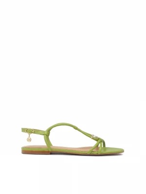 Zdjęcie produktu Zielone sandały skórzane z metalową ozdobą Kazar