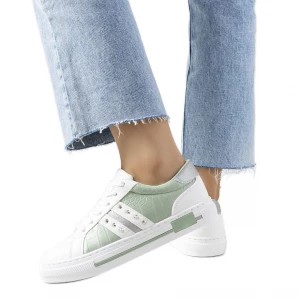 Zdjęcie produktu Zielone sneakersy z ćwiekami Luus białe Inna marka