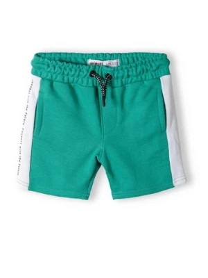 Zdjęcie produktu Zielone szorty dresowe niemowlęce z białymi paskami Minoti