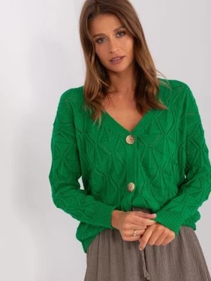 Zdjęcie produktu Zielony ażurowy sweter rozpinany RUE PARIS