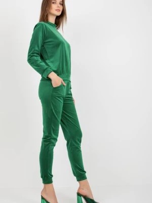 Zdjęcie produktu Zielony komplet welurowy ze spodniami Brenda RUE PARIS