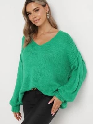 Zdjęcie produktu Zielony Sweter z Szerokimi Rękawami Armananis
