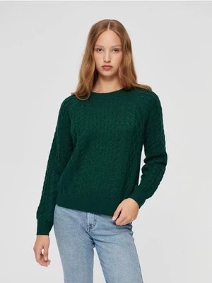 Zdjęcie produktu Zielony sweter z warkoczowym splotem House