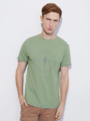 Zdjęcie produktu Zielony T-shirt męski z logo OCHNIK