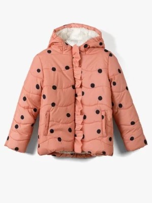 Zdjęcie produktu Zimowa kurtka dziewczęca z kapturem różowa w kropki 5.10.15.