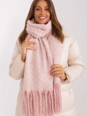 Zdjęcie produktu Zimowy szal damski we wzory jasny różowy