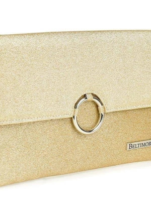 Zdjęcie produktu Złota brokatowa oryginalna damska torebka kopertówka na pasku usztywniana żółty, złoty Merg