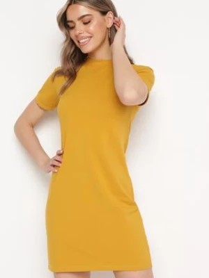 Zdjęcie produktu Żółta Bawełniana Sukienka T-shirtowa o Dopasowanym Kroju Maristar