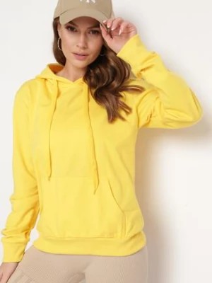 Zdjęcie produktu Żółta Bluza Zakładana przez Głowę z Kapturem i Kieszenią Typu Kangur Roveria