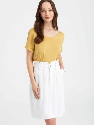 Zdjęcie produktu Żółta bluzka damska z ozdobnym tyłem Greenpoint