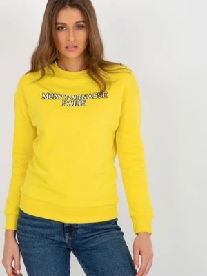 Zdjęcie produktu Żółta dresowa bluza bez kaptura z napisem