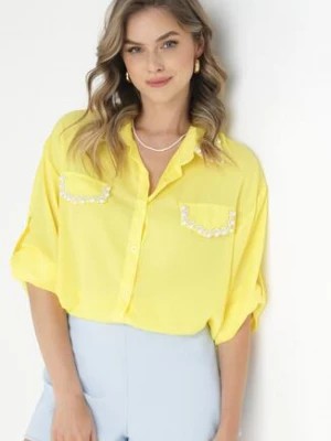 Zdjęcie produktu Żółta Koszula z Podpinanymi Rękawami i Perełkami Dorval