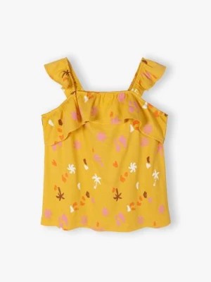 Zdjęcie produktu Żółta koszulka na ramiączka dla dziewczynki z falbanką 5.10.15.