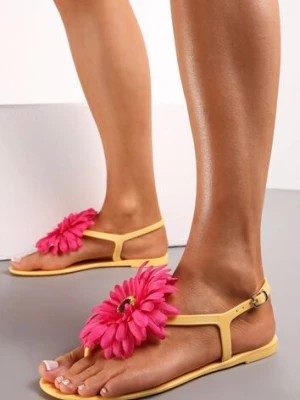 Zdjęcie produktu Żółte Sandały Japonki z Kwiatem Tristiva