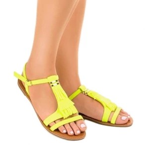 Zdjęcie produktu Żółte sandały płaskie z klamerką WL137-1 Inna marka