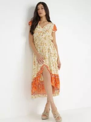 Zdjęcie produktu Żółto-Pomarańczowa Sukienka z Wiskozy Phaenephone