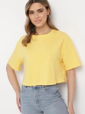 Zdjęcie produktu Żółty Bawełniany T-shirt o Szerokim Kroju z Krótkim Rękawem Branjas