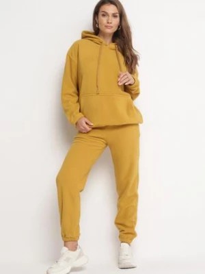 Zdjęcie produktu Żółty Dzianinowy Komplet Dresowy 2-częściowy z Bluzą i Spodniami Norikas