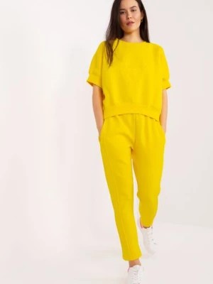 Zdjęcie produktu Żółty komplet dresowy z bluzą z naszywką