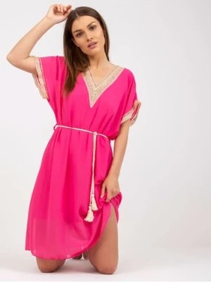 Zdjęcie produktu Zwiewna sukienka damska  z ażurowymi wstawkami Italy Moda