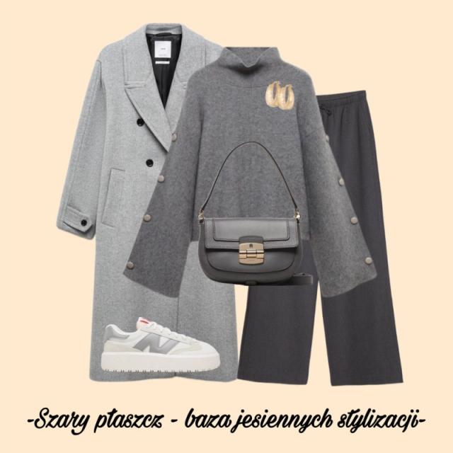 Szary płaszcz damski - baza jesiennych stylizacji total grey look.