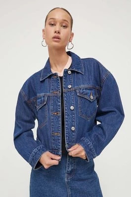 Zdjęcie produktu Abercrombie & Fitch kurtka jeansowa damska kolor granatowy przejściowa oversize