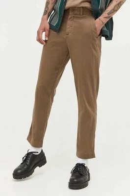 Zdjęcie produktu Abercrombie & Fitch spodnie z domieszką lnu kolor brązowy proste