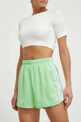 Zdjęcie produktu adidas Originals szorty damskie kolor zielony z aplikacją high waist IP0712
