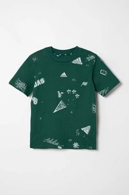 Zdjęcie produktu adidas t-shirt bawełniany dziecięcy J BLUV Q3 AOPT kolor zielony wzorzysty