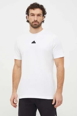 Zdjęcie produktu adidas t-shirt bawełniany męski kolor biały z nadrukiem IS2854