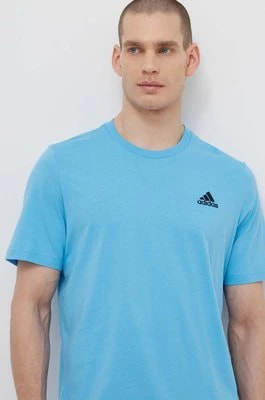 Zdjęcie produktu adidas t-shirt bawełniany męski kolor niebieski gładki IS1317