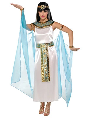 Zdjęcie produktu amscan 4-częściowy kostium "Cleopatra" w kolorze biało-błękitno-złotym rozmiar: L