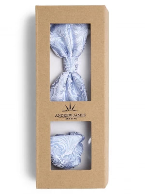 Zdjęcie produktu Andrew James New York Muszka i poszetka męska z jedwabiu Mężczyźni Jedwab niebieski wzorzysty,