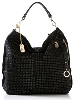 Zdjęcie produktu Anna Morellini Skórzany shopper bag "Caroline" w kolorze czarnym - 42 x 38 x 17 cm rozmiar: onesize