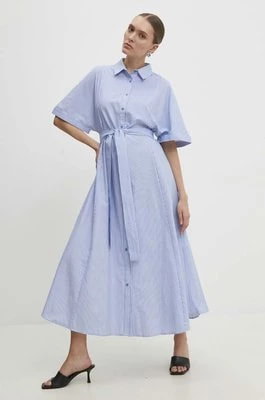 Zdjęcie produktu Answear Lab sukienka bawełniana kolor niebieski maxi rozkloszowana