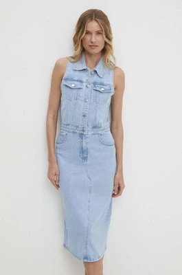 Zdjęcie produktu Answear Lab sukienka jeansowa kolor niebieski midi prosta