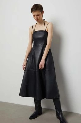 Zdjęcie produktu Answear Lab sukienka skórzana kolor czarny midi rozkloszowana