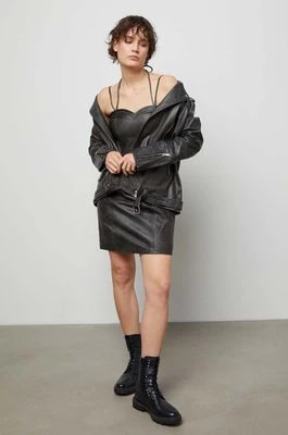 Zdjęcie produktu Answear Lab sukienka skórzana kolor szary mini prosta