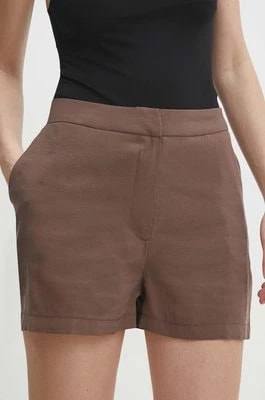 Zdjęcie produktu Answear Lab szorty damskie kolor brązowy gładkie high waist