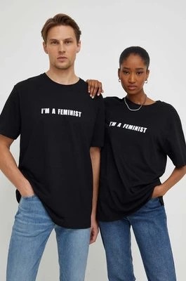 Zdjęcie produktu Answear Lab t-shirt bawełniany kolor czarny z nadrukiem