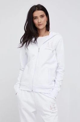 Zdjęcie produktu Armani Exchange bluza bawełniana damska kolor biały z kapturem z aplikacją 8NYM21 YJ68Z NOS