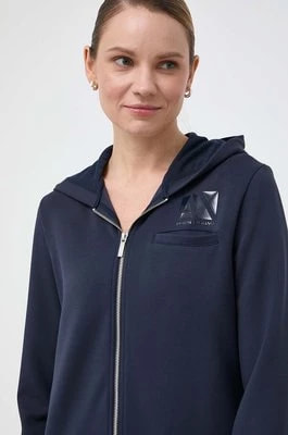 Zdjęcie produktu Armani Exchange bluza damska kolor granatowy z kapturem z nadrukiem 3DYM16 YJEPZ