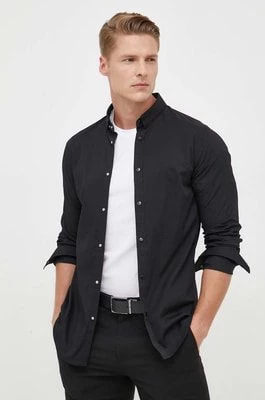 Zdjęcie produktu Armani Exchange koszula męska kolor czarny slim z kołnierzykiem button-down