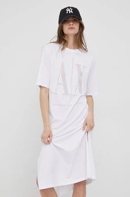 Zdjęcie produktu Armani Exchange sukienka kolor biały midi prosta 8NYAHX YJ8XZ NOS