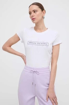 Zdjęcie produktu Armani Exchange t-shirt bawełniany damski kolor biały 3DYT46 YJ3RZ